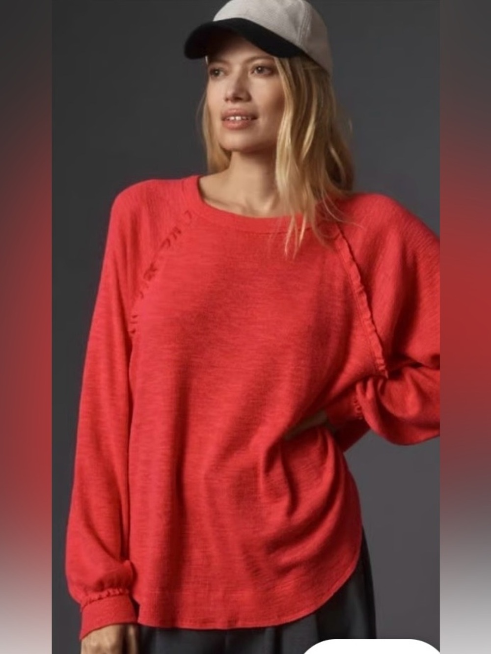 Anthropology Women’s Pilcro Red Raglan Long Sleeve Knit Top size Large